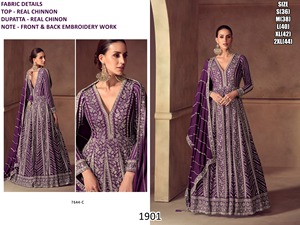 green Aqua Raas anarkali - Product Image 3