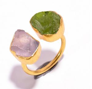 Natural Raw Gemstone Real <b>Gold</b> Plated <b>Ring</b> for Women and Girls Handmade Jewelry Manufacturer - Product Image 1