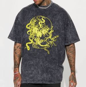 Camisetas al por mayor OEM con estampado acid wash, diseño personalizado, ropa vintage de algodón estilo streetwear - Product Image 1