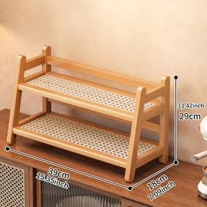 Estante de Madera Borowood para Tazas, Especias y Almacenamiento de 2 Niveles para Decoración del Hogar u Oficina - Product Image 2