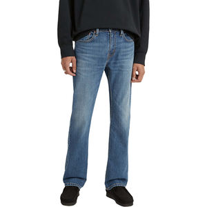 Jean en denim tricoté délavé pour homme, coupe droite, taille mi-haute, déchiré et vieilli, style urbain, séchage rapide, respirant, vente en gros - Product Image 4