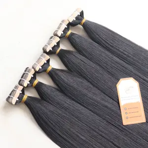 Individuelle lange Farbe und Standardband in natürlichen schwarzen Farben Haarverlängerungen seidengeschlichtes vietnamesisches Haar