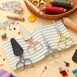 12 Pcs Small <b>Sewing</b> Scissors Sharp Embroidery Vintage Crochet Scissors Protective Sheath <b>Set</b> - Product Image 5