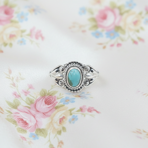 Natural Arizona Turquoise 925 Sterling Silver Handmade <b>Boho</b> Vintage Tribal Oval <b>Ring</b> Statement Jewelry Christmas gift for women - Product Image 6