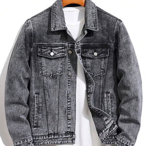 Men's Denim Jacket Button Front Classic Trucker Casual Streetwear Windproof 100% Cotton Outerwear - Product Image 1