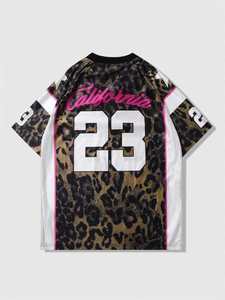 Maillot de football américain unisexe surdimensionné en polyester à imprimé léopard par sublimation, style streetwear, fournisseur de maillots de football - Product Image 3