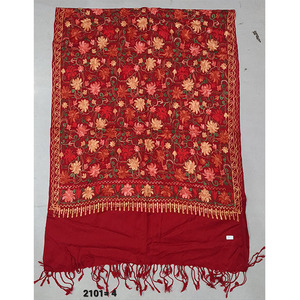 Wool Acrylic Blended Embroidered Floral Lightweight Anti-Bacterial Long Women's All Seasons <b>Scarves</b> & Shawls - Product Image 1