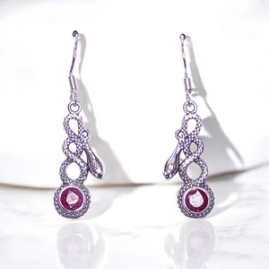 Boucles d'oreilles fines en argent sterling 925 avec rubis corindon cabochon MYS-E129, personnalisables OEM ODM, marque privée, bijoux indiens pour femmes - Product Image 4