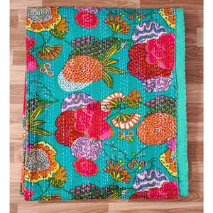 ผ้านวมคันธาอินเดียทำมือ วินเทจ เป็นมิตรกับสิ่งแวดล้อม ใช้ได้ทุกฤดู พิมพ์ลายสองด้าน ขนาดคู่ ผลิตจากผ้าฝ้ายออร์แกนิค 100% นุ่มสบาย - Product Image 6