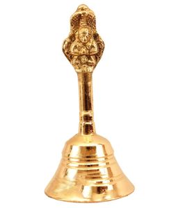 Brass Hand Bell With Wooden Handle Gold Plated Polished Nautical Decorative Bell for Home Decor Christmas Decor At Wholesale - Product Image 2