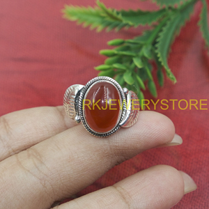 Natural Carnelian Gemstone <b>Ring</b> 925 Sterling Silver Handmade Oval Cabochon Vintage Tribal <b>Statement</b> Jewelry Gift for Unisex Her - Product Image 6