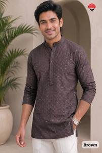 Kurta Corta Premium de Rayón con Bordado Chikan para Hombre, con Mangas Largas, Bolsillos Laterales Dobles y Ajuste Étnico Cómodo - Product Image 6