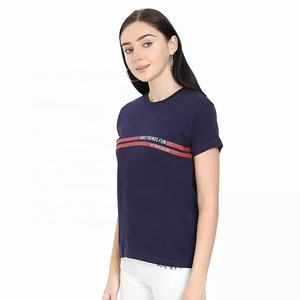 T-shirt col rond en coton et Polyester pour femme, vêtement décontracté de haute qualité, couleur bleue - Product Image 3