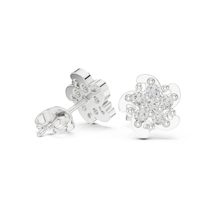 Boucles d'oreilles de fiançailles en or blanc 14 carats avec diamant rond cultivé en laboratoire pour femmes |   Nouveau diamant cultivé - Product Image 5