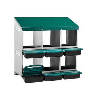 Nido per Galline da Parete con 6 Scomparti, Facile Raccolta delle Uova, Scatola Nido Tipo A con Posatoio per la Deposizione delle Uova - Product Image 3