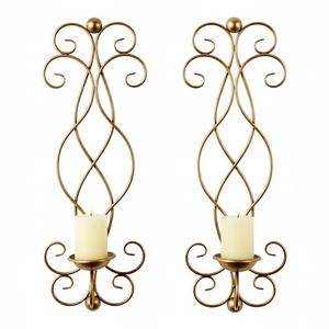 Set Of 2 Black Iron Wall Sconces Elegant Scroll Design Metal <b>Hanging</b> <b>Candle</b> Holder For Home Decor Living Room Bedroom And Events - Product Image 4