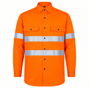 Camisa de Trabajo de Manga Larga Unisex 2026, Color Sólido, Transpirable, de Poliéster, Alta Visibilidad, Reflectante, con Bolsillos en el Pecho y Franjas de Seguridad - Product Image 1