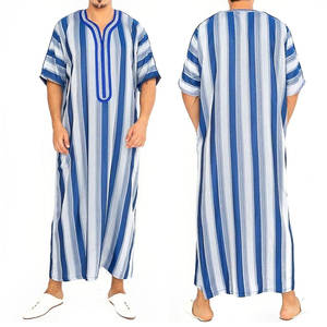 ชุดญุบบะฮ์แบบอาหรับสำหรับผู้ชาย ชุดอิสลามแบบยาวคลุมทั้งตัว แขนยาว เรียบร้อย ทำจากโพลีเอสเตอร์ 100% สามารถปรับแต่งได้สำหรับสวมใส่ในชีวิตประจำวัน ขายส่งเพื่อการส่งออก - Product Image 1