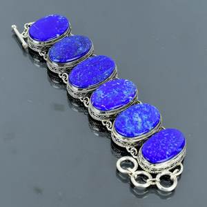 <b>Lapis</b> <b>Lazuli</b> 925 Sterling Silver Bracelet Adjustable Handmade Gemstone Jewelry Luxury Natural Stone Gift For Her - Product Image 2