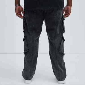 Pantalones Cargo de Mezclilla para Hombre, Negros, Corte Holgado, Cintura Media, Pierna Recta, con Bolsillos Laterales, Transpirables, Diseño Personalizado - Product Image 4