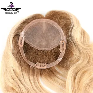 Großhandel brasilia nische Jungfrau Echthaar Schwere Haarausfall Frauen 6 X6 Zoll Integration Fisch netz Blonde Micro line Toppers