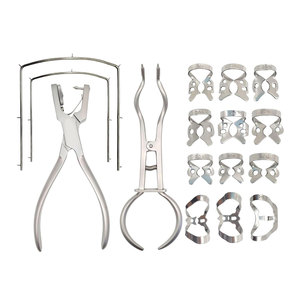 Rubber Dam Kit 16pcs Complete Dental Isolation <b>Set</b> Anti Reflection Clamps <b>Punch</b> Plier Professional Endodontic Supplies - Product Image 1
