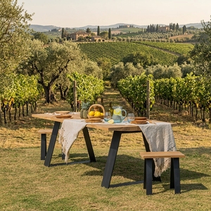 Outdoor wooden <b>stool</b> square teak wood side <b>table</b> premium metal legs garden patio seat luxury backyard deck seating furniture set - Product Image 4