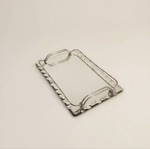 Luxury <b>Mirrored</b> Glass Serving Tray with Metal Handles Decorative <b>Vanity</b> Tray for Home Dining and <b>Table</b> Display - Product Image 3
