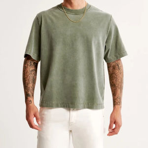 T-shirts vierges de haute qualité pour hommes, 100 % coton Pima biologique, 300 GSM, coupe oversize, effet délavé à l'acide - Product Image 4