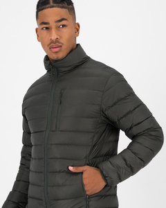 Chaqueta acolchada de lana de color liso con cremallera para hombre, estilo urbano, cuello alto, logotipo personalizado, gruesa y cálida, para invierno, venta al por mayor - Product Image 4