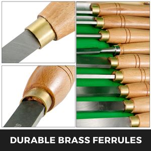 Set di 8 Scalpelli per Tornio in Acciaio HSS per Legno Duro, Utensili di Alta Qualità per Tornitura, Include Supporto in Legno e Tutti i Necessari Accessori - Product Image 4