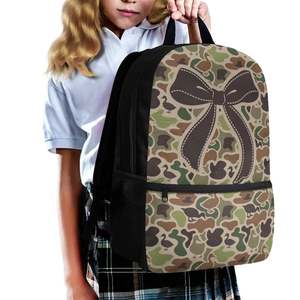 Camouflage Sports Backpack <b>Bow</b> Design <b>Large</b> Capacity 14 Inch Laptop Pocket Waterproof Zipper Closure Polyester Travel Backpack - Product Image 4