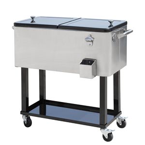 Elegante Stazione Refrigerante Mobile da 80 QT su Ruote in Acciaio Inossidabile per Feste all'Aperto - Product Image 1