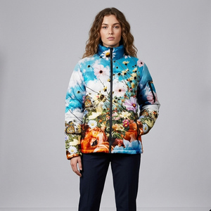 Chaqueta Acolchada Estampada de Invierno Personalizada para Mujer, Ropa Casual Premium, Cortavientos, con Cierre de Cremallera y Bolsillos Laterales - Product Image 2