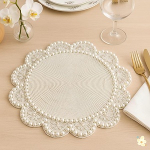 Luxury Beaded Embroidery <b>Placemats</b> Handmade <b>Dining</b> <b>Table</b> Mats with Intricate Detailing for Home Hotel Restaurant and Events - Product Image 5