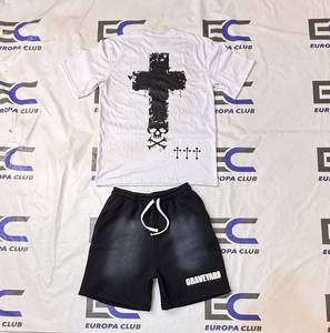 Ensemble T-shirt et short pour homme, streetwear d'été, décontracté, 2 pièces, respirant, en coton, imprimé en sérigraphie - Product Image 6