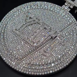 Custom Pass Diamond <b>Tester</b> Hip Hop Moissanite Letter Circle Pendant 925 Silver Fully Iced Out Custom Moissanite Pendant For Men - Product Image 2