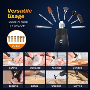 Mini Set di utensili elettrici rotanti con filo 186 pezzi di dettagli elettrici per levigatrice piccolo Kit trapano a 5 velocità per incisione - Product Image 3