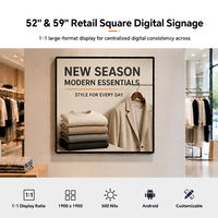Pantalla Digital Cuadrada Grande Nativa 1:1 de 52 y 59 Pulgadas 1900x1900 RK3568, Panel Publicitario para Centros Comerciales de Lujo, Personalizable