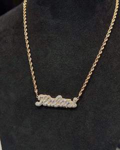<b>Custom</b> <b>Name</b> Script Pendant <b>Necklace</b> Gold Plated Iced Lab Grown Diamond Personalized Unisex Jewelry for Wedding Party - Product Image 1