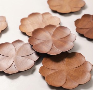 Wooden Flower Shape Coaster Handmade Wooden Drink Mat Wabi Sabi Design for Home <b>Table</b> Decoration for home - Product Image 1