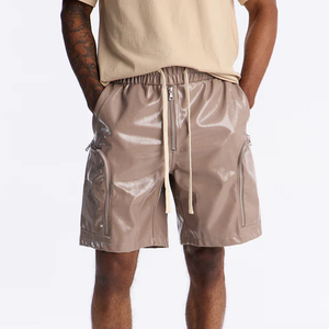 Shorts en cuir pour hommes de haute qualité, style streetwear décontracté, mode estivale, coupe confortable, logo personnalisé, fournisseur OEM ODM - Product Image 1