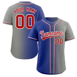 Maillot de baseball personnalisé pour homme, bleu, gris, rouge, nom et numéro de l'équipe, impression sublimée, évacuation de l'humidité, manches courtes, coupe régulière, adulte - Product Image 1