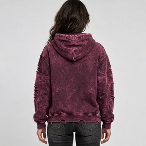 Ventes en gros de sweats à capuche pour femmes, effet usé, couleurs délavées, tissu confortable et finitions uniques, pour marque privée. - Product Image 3