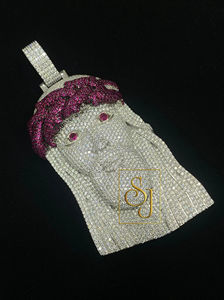 Colgante de Plata 925 con Corona de Jesús y Piedras Preciosas, Estilo Hip Hop, Personalizado, Chapado en Rodio, con Moissanita, Regalo Religioso Cristiano - Product Image 5