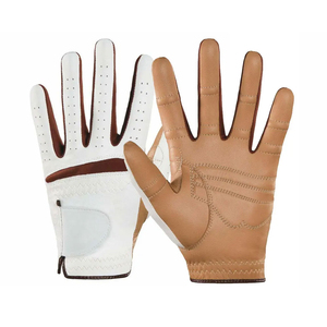 Guantes de Golf Modernos de Primera Calidad, de Cuero Genuino, Antideslizantes, Transpirables, Unisex, para Mano Derecha, Color Blanco y Bronceado, de Secado Rápido - Product Image 1