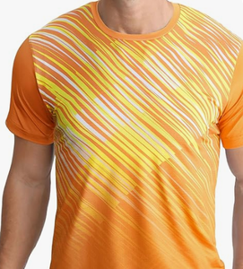 Camiseta de Manga Corta con Estampado Geométrico para Hombre, Cuello Redondo, Secado Rápido, Ajuste Deportivo, Tejido de Poliéster, Corte Ajustado, Largo Regular - Product Image 5