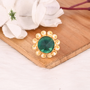 Anillo de Latón con Apatita, Perla e Hidrochapado, Hecho a Mano, Ajustable, Joyería con Piedras Preciosas para Mujer - Product Image 4