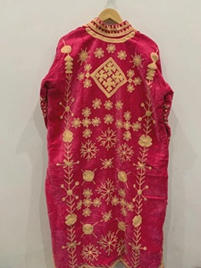 Blouson en velours brodé pour femme, 100% coton, motif floral, réversible, col en V, manches longues, vêtement d'extérieur pour l'hiver - Product Image 2