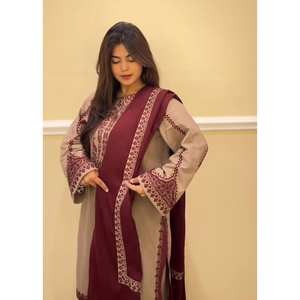 Conjunto de Fiesta para Mujer SRK Designer, Color Beige, con Top, Pantalón y Dupatta, con Elegante Bordado, Talla M - Product Image 5